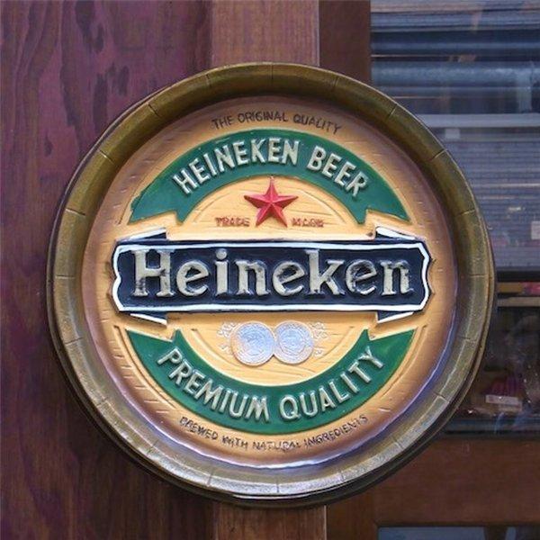 樽底壁掛け看板 Heineken ハイネケン 樽底壁掛け看板 Heineken ハイネケン 立体 ビンテージ