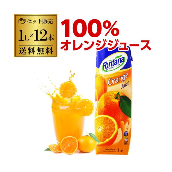 オレンジジュース 100% 紙パック 業務用 100パーセント 1L 12本 フォンタナ オレンジ 1000mL×12本 濃縮還元 送料無料 1本あたり350円 長S 賞味2026.12.6