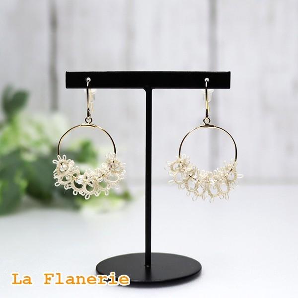 フープデザインピアス La Flanerie フラヌリ ハンドメイド 手作り チタンピアス フープ カットビーズ ビーズ きれい 大人女子 素敵 かわいい 手編み Chan Fare 通販 Yahoo ショッピング