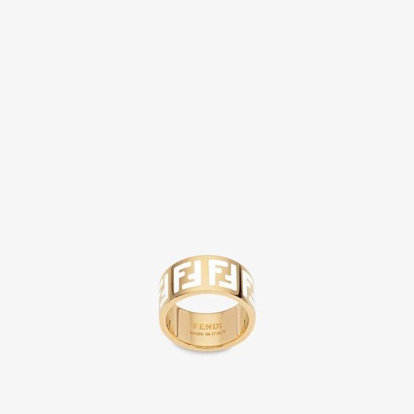 フェンディ FENDI 指輪 リング ゴールド ホワイト FF メタル