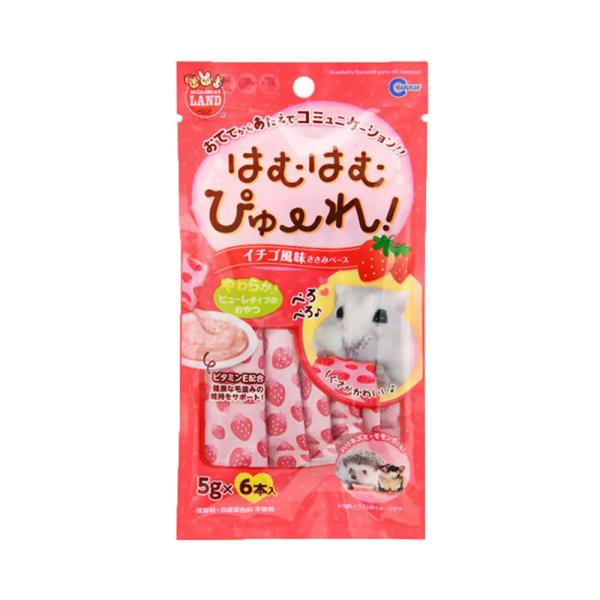 メーカー：マルカン _animal　小動物用品　ハムスター　フェレット　ハリネズミ　モモンガ　マルカン　はむはむぴゅーれ　ハムハム　イチゴ風味　いちご　苺　30g　5g×6本　液体　液状おやつ　手であげられる　手で　コミュニケーション　おや...
