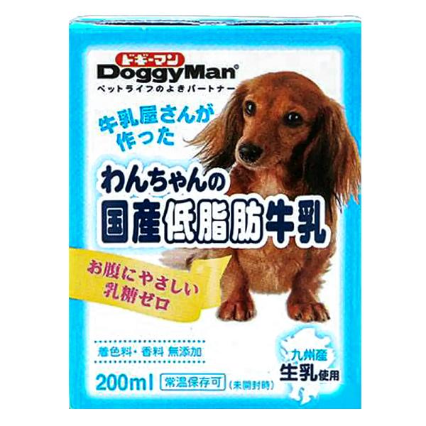 ドギーマン　わんちゃんの国産低脂肪牛乳　２００ｍｌ×２個　離乳後〜成犬・高齢犬用　犬　ミルク