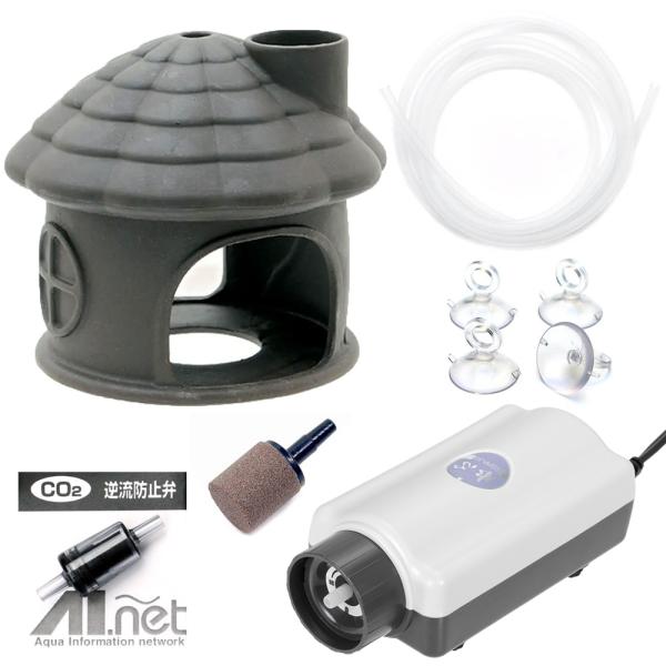 アクアリウム用品　MS34　金魚　メダカ　水槽用アクセサリ　建造物　いぶきエアストーン　水中ハウス　煙突あり　ダーク　20150603　ＭＳ　suisaku_kanri1126　y22m01