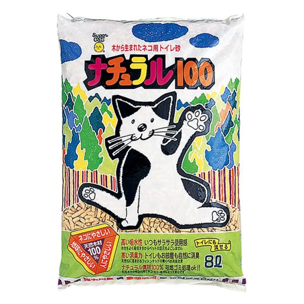 メーカー：スーパーキャット 猫用品　猫砂　木製　スーパーキャット　ナチュラル１００　８Ｌ　20120918　TNK　_neko　4973640100101　トイレに流せる　nekosuna燃やせる　ペレット　y12m09