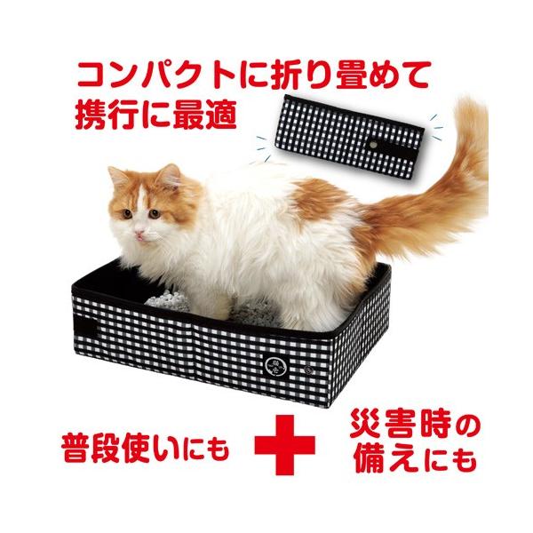 メーカー：猫壱 _dog　_neko　猫壱　ねこいち　ポータブル　トイレ　黒　折りたたみ　猫　持ち運び　ポータブルトイレ　猫用品　ノーマルタイプ　フードなし　屋根なし　収納　簡易トイレ　予備トイレ　トイレ用品　お出かけ・お散歩用品　トレー・...