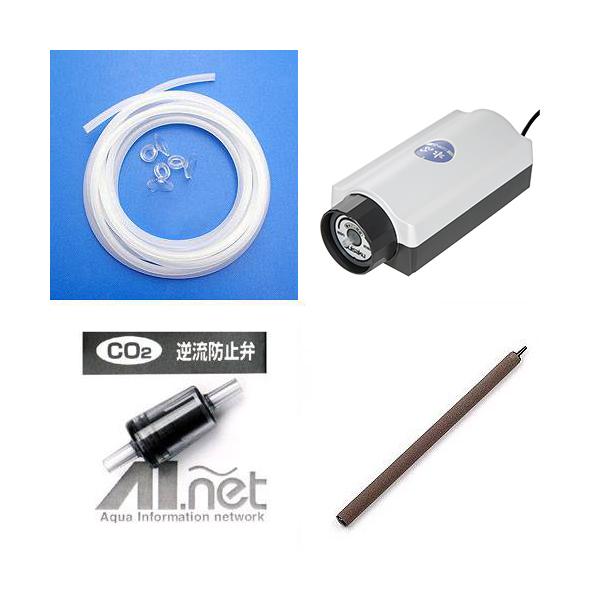 _aqua　ibuki_airpomp　アクアリウム用品　アクア用品　エアレーション　エアレーションセット　ＳＳＰＰ―２Ｓ＋逆止弁＋キスゴム×３＋チューブ３ｍ＋いぶき　１８φ×３００　水作いぶきセット　器具　吸盤　無印キスゴム　jpj220...