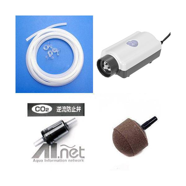 ibuki_airpomp　アクアリウム用品　アクア用品　エアレーション　エアレーションセット　ＳＳＰＰ―３Ｓ＋逆止弁＋キスゴム×３＋チューブ３ｍ＋いぶき　丸３０φ　水作いぶきセット　器具　kingyosukui　６０ｃｍ水槽　６０センチ水...