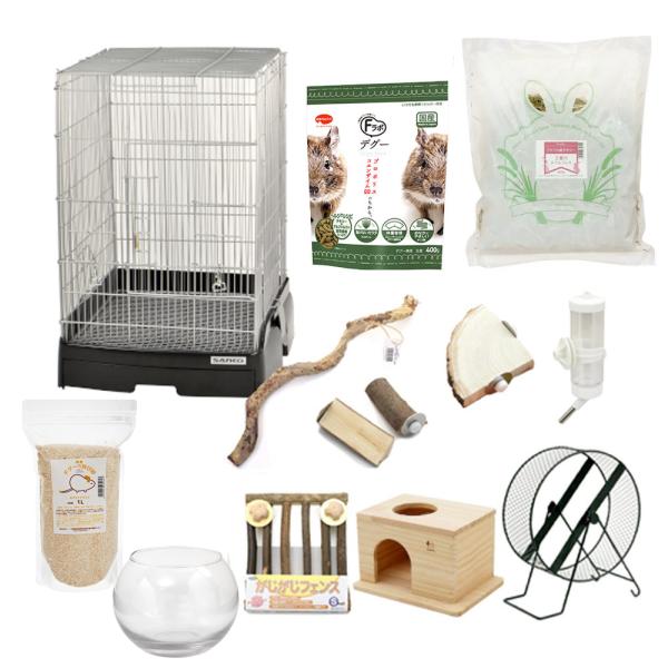 □デグー飼育スターターセット 黒ケージｖｅｒ． 沖縄別途送料 :231263