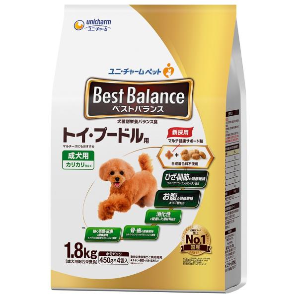 他サイト： ドッグフード　ベストバランス　カリカリ仕立て　トイ・プードル用　１．８ｋｇ（４５０ｇ×４袋）の商品画像
