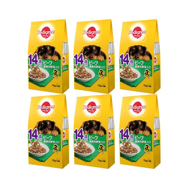他サイト： ペディグリー　１４歳から用　ビーフ　緑黄色野菜入り　７０ｇ×３袋　６袋入り　ドッグフードの商品画像