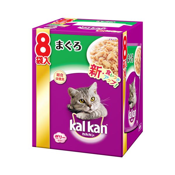 他サイト： カルカン　パウチ　ジューシーゼリー仕立て　まぐろ　成猫用　７０ｇ　８袋パック　キャットフード　カルカン　お一人様２１点限りの商品画像