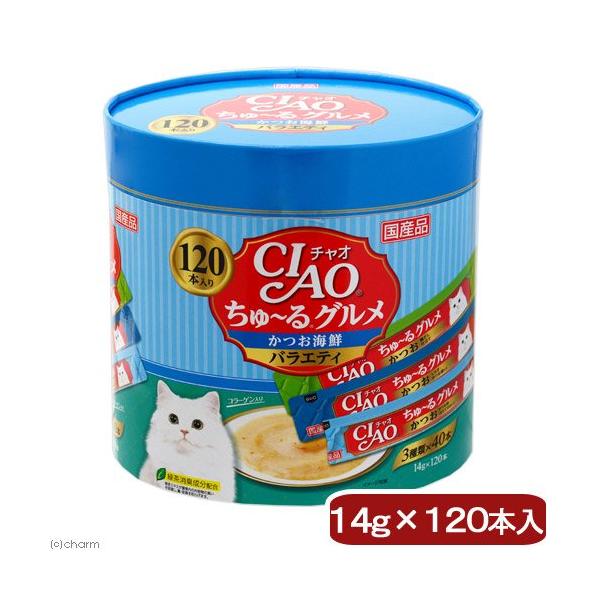 他サイト： いなば　ちゅ〜るグルメ　かつお海鮮バラエティ　１４ｇ×１２０本　ちゅーる　チュール　猫の商品画像