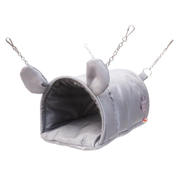 メーカー：Rainbow レインボー　トンネルハンモック　グレー　耳付き　4589462724854　20220504　y22m05　Y.K.　チンチラ　小動物　小動物用品　ハンモック　吊下げ　吊り下げ　ベット　ベッド　寝床　トンネル　ナイ...