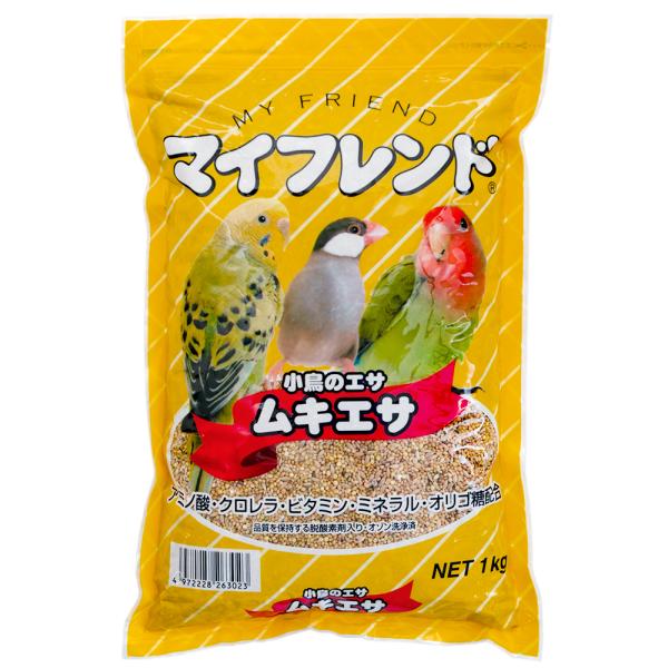 メーカー：黒瀬ペット 黒瀬ペットフード　マイフレンド　ムキ　１ｋｇ　4972228263023　20210729　ｙ21ｍ07　mikari　鳥　フード　餌　エサ　飼料　アワ　アミノ酸　クロレラ　ビタミン　ミネラル　オリゴ糖　小鳥　ご飯　イ...