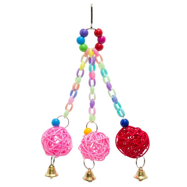メーカー：fuu ｆｕｕ　鳥のおもちゃ　３連ボールトイ　4573298441375　20210804　ＧＢＮＭ　y21m08　鳥　おもちゃ　玩具　ボール　吊り下げ式　鈴　ＳＥＥＤ　カラフル　かわいい　トリ