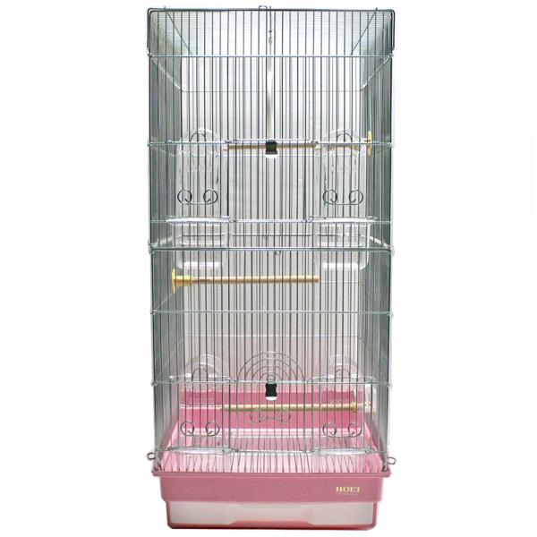 HOEI 35ロング ピンク (37×41.5×76cm) オカメ 中型インコ オウム 銀メッキ 沖縄別途送料 :264887:チャーム charm ヤフー店 通販 鳥かご HOEI 35ロング 底カラー:ブラック