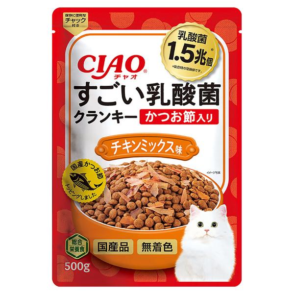 45.47 すごい乳酸菌クランキー かつお節味 &まぐろ節味 760g×10袋 CIAO（いなばペットフード） キャットフード いなば CIAO すごい