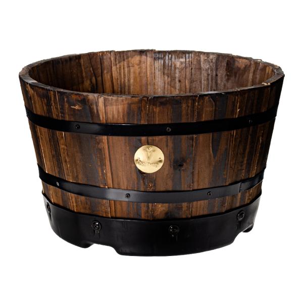メーカー：タカショー プランター　ウッドバレルプランター　浅型　Ｍ　4975149324354　20220421　ｙ22ｍ04　mura　ガーデニング　園芸用品　植木鉢　大型鉢　木製　樽型鉢　タル型　樽型　鉢　通気性　腐食防止　本格派　パン...