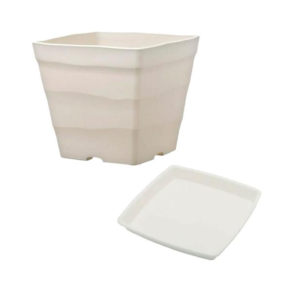 メーカー：用品セット 鉢　植木鉢　ガーデニング用品　_gardening　園芸用品　ガーデニング　アップルウエア　アップルウェアー　クラフトスクエア　２５型　ホワイト　プレート付き　2250002815906　20220819　ｙ22ｍ08...