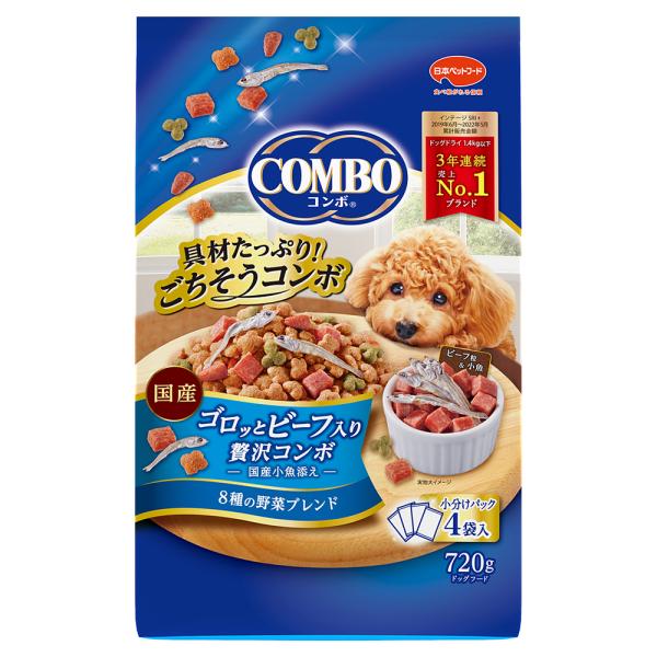 他サイト： ドッグフード　コンボ　ドッグ　ゴロッとビーフ入り　７２０ｇ（１８０ｇ×４袋）の商品画像