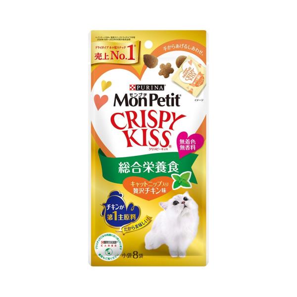 キャットフード　モンプチ　クリスピーキッス　総合栄養食　キャットニップ入り贅沢チキン味　２４ｇ