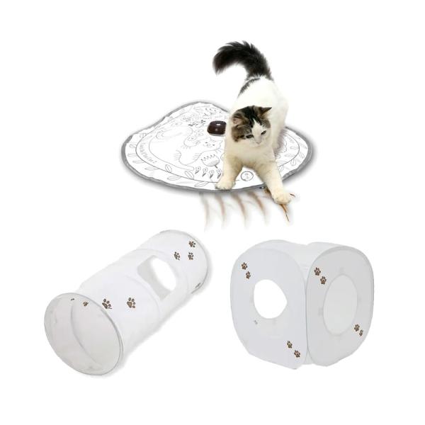 猫壱（necoichi） 猫用 トンネル おもちゃ満足セット ホワイト