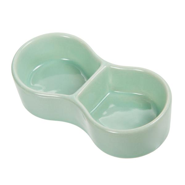 メーカー：fuu fuu　鳥　小動物の陶器のエサ入れ　セパレート　グリーン　4573298445151　20230105　y23m01　mura　小動物　ペット用品　小動物用品　鳥用品　小鳥　食器　小皿　皿　えさ入れ　エサ皿　陶器　ハムスタ...