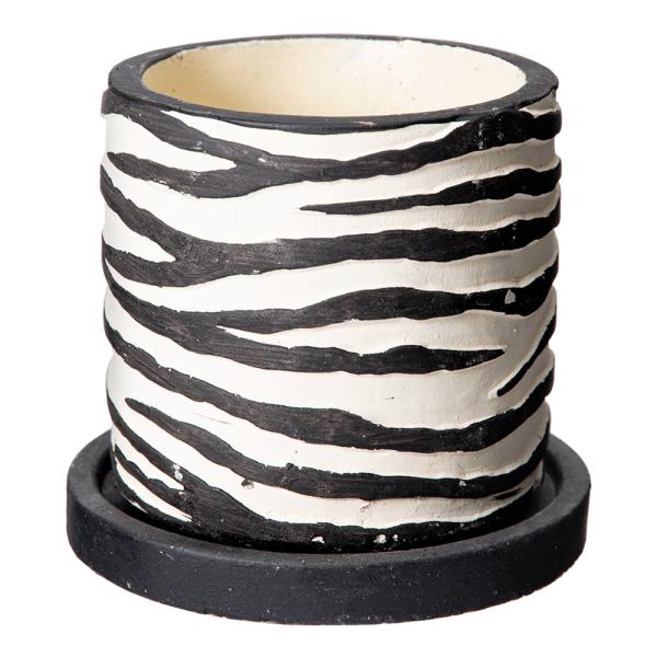 メーカー：友膳 多肉植物　植木鉢　鉢　ガーデニング用品　ゼブルポット　Ｂ　ブラック　受け皿付き　おしゃれ　かわいい　可愛い　かっこいい　シンプル　ナチュラル　ゼブラ　ゼブル　アニマル柄　動物柄　受け皿　植木　ミニプランター　プランター　小さ...