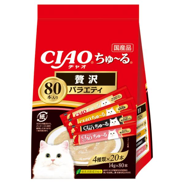 他サイト： いなば　ＣＩＡＯ　ちゅ〜る　贅沢バラエティ　１４ｇ×８０本　ちゅーる　チュール　猫の商品画像