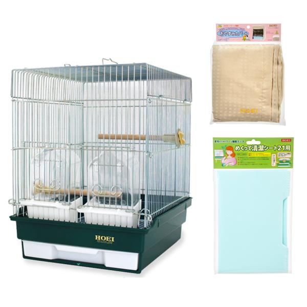 メーカー：ＨＯＥＩ 鳥籠　cage　htfl　green　_animal　sfset　4963067777024　ＨＯＥＩ　ハートフルハウスM　ダークグリーン　ハートフルシリーズ　小動物　鳥　ケージ　小鳥　文鳥　十姉妹　キンカosminst...