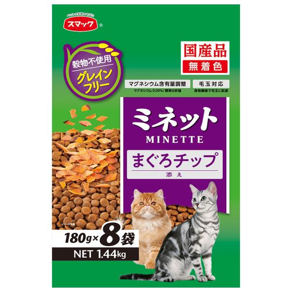 他サイト： キャットフード　スマック　ミネット　グレインフリー　まぐろチップ添え　１．４４ｋｇ（１８０ｇ×８袋）の商品画像
