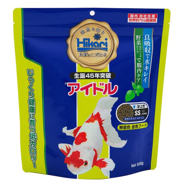 メーカー：キョーリン _aqua　アクアリウム用品　金魚　餌　キョーリン　金魚用飼料　金魚　鯉専用　4971618011428　キョーリン　アイドル　５００ｇ　野菜が入った金魚の健康食　浮上性　金魚のえさ　ひかり　Hikari　エサ　フード...