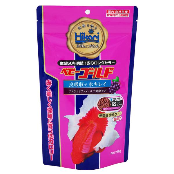 メーカー：キョーリン アクアリウム用品　金魚　ベビーゴールド　キョーリン　餌　金魚用飼料　金魚　_aqua　4971618021267　キョーリン　ベビーゴールド　２１０ｇ　ＳＳ　浮上性　　ひかり　ひかりクレスト　Hikari　金魚用フード...