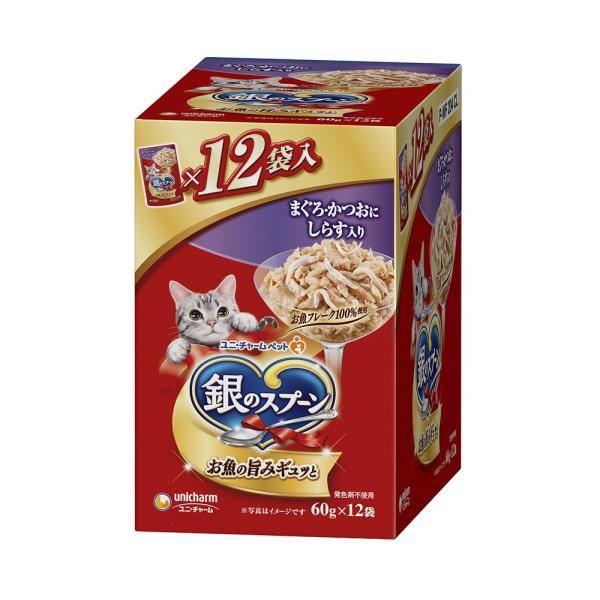 他サイト： 銀のスプーン　パウチ　まぐろ・かつおにしらす入り　６０ｇ×１２個　猫　キャットフード　ウェットフードの商品画像