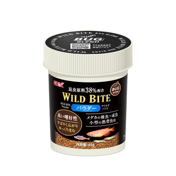 メーカー：ジェックス ＧＥＸ　ワイルドバイト　パウダー　４５ｇ　4972547043313　31266　アクアリウム用品　_aqua　ジェックス　アクア用品　餌　えさ　超小型　小型魚　フード　ご飯　ゴハン　パウダータイプ　メダカ　幼魚　稚魚...
