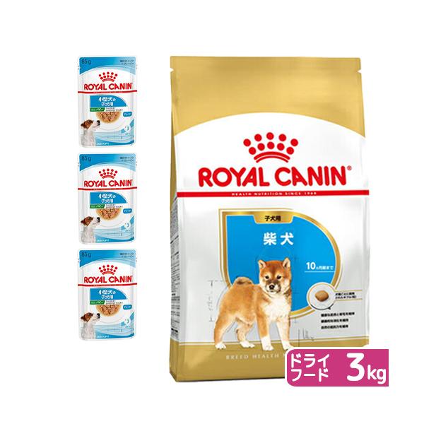 他サイト： 【送料無料】ロイヤルカナン　生後１０カ月齢までの子犬　ウェット３袋＋柴犬　子犬用　３ｋｇ　ジップ付　お一人様１点限りの商品画像