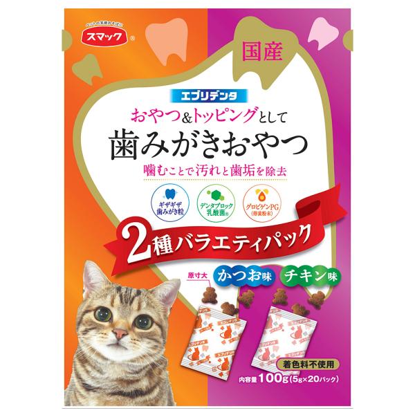 他サイト： キャットフード　スマック　エブリデンタ　猫用　かつお味とチキン味２種バラエティパック　１００ｇの商品画像