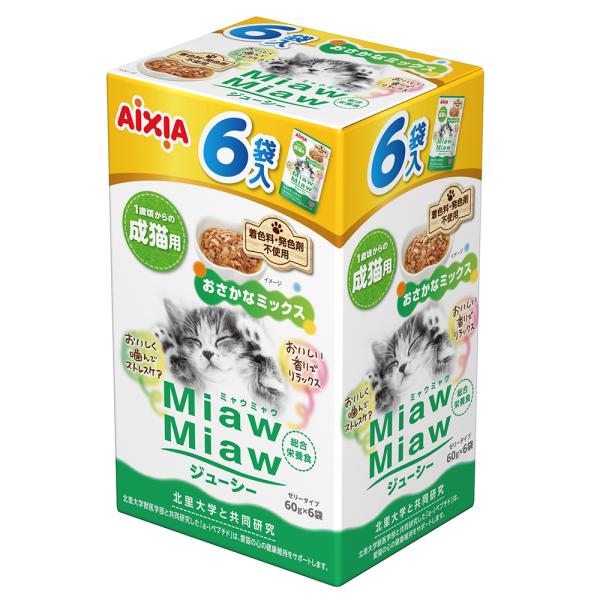 MiawMiawジューシー おさかなミックス 60g アイシア キャットフード ×6袋
