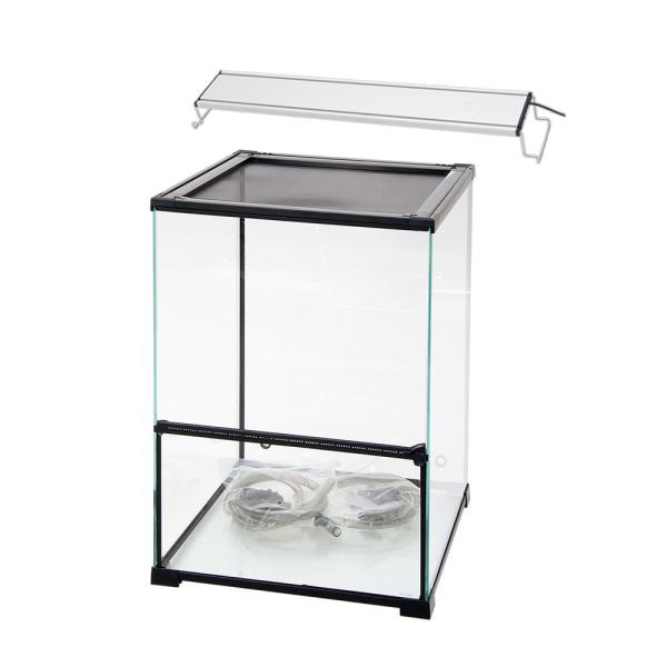 爬虫類ケージ　爬虫類　ケージ　テラスペース　４５０ｘ４５０ｘ６００ｍｍ　穴２つあり　ドレン付き　両生類　テラリウム　ガラス水槽　ガラスケージ　カエル　ヤドクガエル　ビバリウム　アクアテラリウム　飼育ケージ　水槽　アクアリウム用品　アクロ　レ...