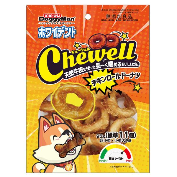 他サイト： ドギーマン　ホワイデント　Ｃｈｅｗｅｌｌ　チキンロールドーナツ　９５ｇ（標準１１個）の商品画像