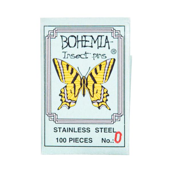 メーカー：六本脚 標本針　BOHEMIA　InsectPins　0号　100本入り　長さ38mm　標本用品　標本　昆虫用品　ボヘミア　蝶　針　展翅　チェコ製　海外製　チョウ　チョウチョ　蝶々　ガ　蛾　シジミ　ホリイコシジミ　小型　極細　有頭...