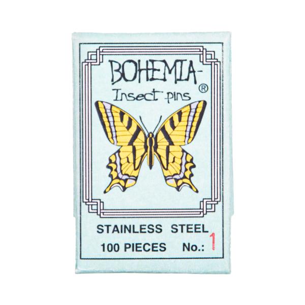 メーカー：六本脚 標本針　BOHEMIA　InsectPins　1号　100本入り　長さ38mm　標本用品　標本　昆虫用品　ボヘミア　蝶　針　展翅　チェコ製　海外製　チョウ　チョウチョ　蝶々　ガ　蛾　小型　極細　有頭　ピン　虫　虫ピン　洋針...