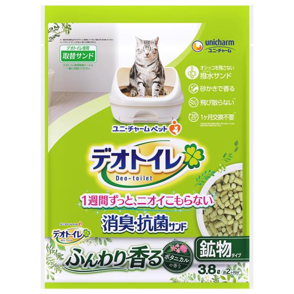 メーカー：ユニチャーム メーカー画像　デオトイレ　猫用　サンド　消臭・抗菌サンド　ふんわり香るボタニカルの香り　３．８Ｌ　おしっこ　ペット用品　ユニチャーム　4520699524053　20250318　ｙ25ｍ03　mikari　猫　猫砂...