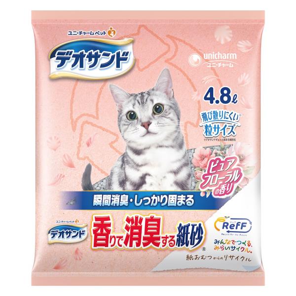 デオサンド 香りで消臭する紙砂 ピュアフローラルの香り 4．8L 