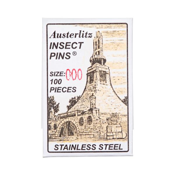 メーカー：六本脚 標本針　Austerlitz　Insect　Pins　000号　38mm　標本用品　標本　昆虫用品　蝶　針　展翅　チェコ製　海外製　チョウ　チョウチョ　蝶々　ガ　蛾　有頭　ピン　虫　虫ピン　洋針　ステンレス　昆虫標本　展足...