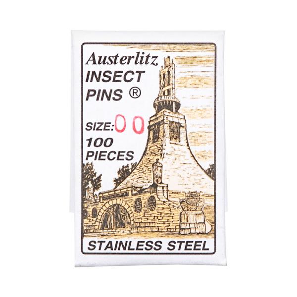 メーカー：六本脚 標本針　Austerlitz　Insect　Pins　00号　38mm　標本用品　標本　昆虫用品　蝶　針　展翅　チェコ製　海外製　チョウ　チョウチョ　蝶々　ガ　蛾　有頭　ピン　虫　虫ピン　洋針　ステンレス　昆虫標本　展足　...
