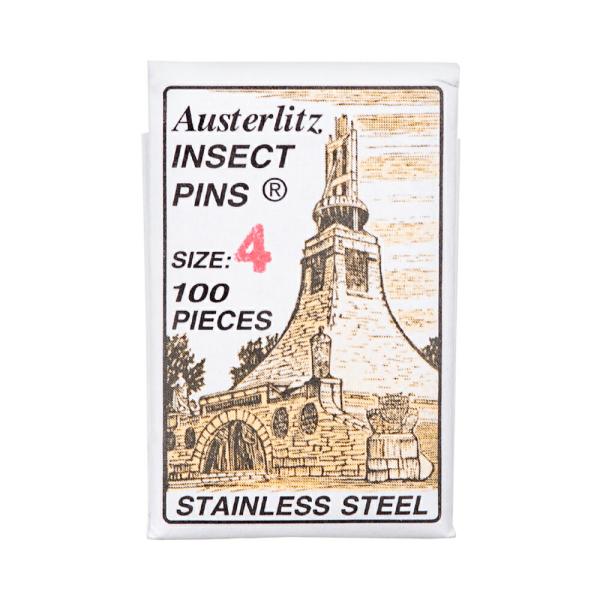 メーカー：六本脚 標本針　Austerlitz　Insect　Pins　4号　38mm　標本用品　標本　昆虫用品　蝶　針　展翅　チェコ製　海外製　チョウ　チョウチョ　蝶々　ガ　蛾　有頭　ピン　虫　虫ピン　洋針　ステンレス　昆虫標本　展足　ナ...