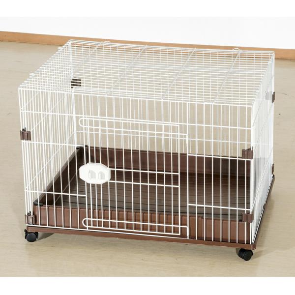 メーカー：ジービー 4963065011632　ジービー　犬用ケージ　ＦＷ−Ｄ１　ホワイト×ブラウン　犬　犬用　犬用品　隔離　ケージ　ゲージ　白　茶　ホワイト　ブラウン　格子　金網　ハウス　犬小屋　シンプル　扉　扉付　超小型犬　超小型　小型...