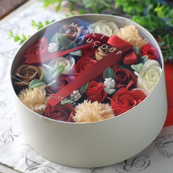 フレグランスフラワー　クルールコフレ　ラウンド　レッド　赤　クリスマス　プレゼント　ギフト　誕生日　記念日　お祝い　敬老の日　贈り物　新居祝い　入学祝い　卒業祝い　フラワーギフト　植物　花　インテリア　水のいらない花　繊細　ドライフラワー　...