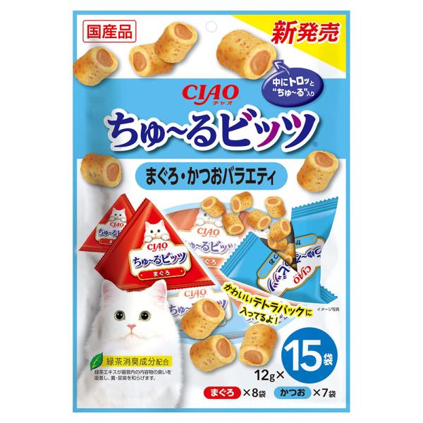 他サイト： いなば　ＣＩＡＯ　ちゅ〜るビッツ　まぐろ・かつおバラエティ１５袋入りの商品画像